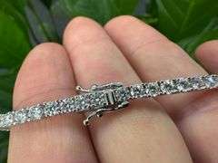 Rhodium Plated 925 Sterling Silver Moissanite Stone 3mm Tennis Bracelet 7 Inch