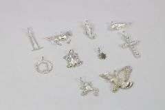 Sterling Silver Vintage Pendant Assortment Various Sizes & Styles (10 Pendant Lot)