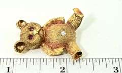 Loveable 18K Yellow Gold Teddy Bear Brooch