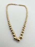 14KT Yellow Gold Gratuated Round Polished Gold Bead Necklace