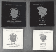 Flawless Gem Cameo Proof 2023 Morgan & 2023 Peace Silver Dollars. Box/COA