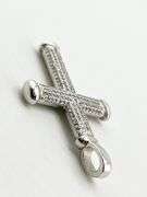 14KT White Gold Large Full Pave Natural Diamond Cross