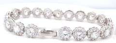 925 Sterling silver flower link cubic zirconia bracelet