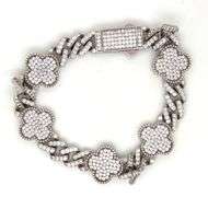 925 Sterling silver cubic zirconia 5 clover bracelet