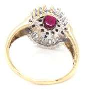 14kt Yellow gold ruby and diamond cluster ring