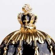 3" Ribbed Black & Gold Fabergé Egg Replica Jewelry Box – Easter Gift, Collectible Russian Egg