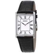 Seiko Essentials Quartz White Dial Black Leather Men’s Watch