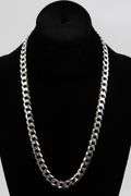 Men's 10mm Solid .925 Sterling Silver Flat Curb Chain Link Italy Necklace 20"