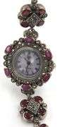 925 Sterling silver and ruby ladies watch