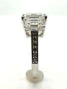 14 Kt White Gold Plate 5.25 Ctw 3 Stone Emerald Cut Ice White Fire Moissanite Ring
