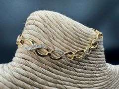 Gold Plated 925 Sterling Silver CZ 6mm Infinity Link Bracelet 7"
