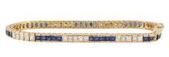 2.80ctw Princess Diamond and 3.00ctw Sapphire Tennis Bracelet in 18K