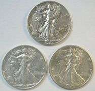 3 Nice AU Mintmarked Walking Liberty Halves: 1942-D, 1942-S, & 1945-D