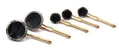 Formal 14K YG Cufflinks & Shirt Stud Wuite