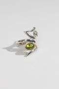 .925 Sterling Silver Peridot Natural Gemstone Ring Size 9