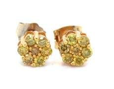 14kt Yellow gold yellow sapphire flower style stud earrings