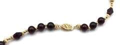 Garnet bead and gold ball beaded necklace in 14kt yellow gold