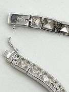 925 Sterling Silver Alternative Polished Pyramid link With Crystal Pave Bracelet