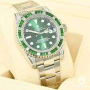 Very rare Emerald and diamond Rolex day just and quieckset submariner