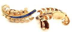 Vintage Tiffany & Co sapphire feather clip on earrings