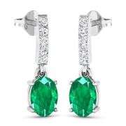 14KT White Gold 1.12ctw Zambian Emerald and Diamond Earrings