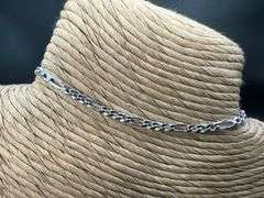 Sterling Silver Diamond-Cut Figaro Link Chain 3.1mm Solid 925 Italy Anklet 9" inch