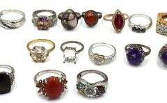 Group lot of 15 vintage 925 sterling silver gemstone rings