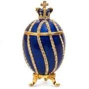 3.2" Twisted Fabergé Egg Replica Jewelry Box – Blue Keepsake Яйцо Фаберже