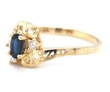 14kt Yellow gold oval sapphire and diamond ring