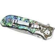 Damascus Steel Folding Pocket Knife with Abalone Handle