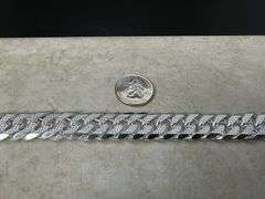 Sterling Silver 16mm Pave Double Curb Chain Cuban Link 925 Italy Bracelet 9"