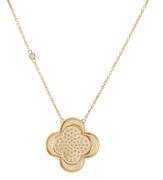 New 0.51ctw Pave Diamond Clover Shaped Frame Pendant Necklace in 14K