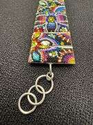 Original Handmade Mosaico Bracelet 8.5" 925 Sterling Silver Mexico Artistic Jewelry