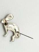 925 Sterling Silver Carolyn Pollack Relios Southwestern Rabbit With Green And Gold Inlay Brooch