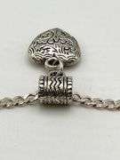 925 Sterling Silver Scrolled Or Filigree Design Heart With Long Curb Link Chain Necklace