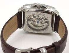 Kenneth Cole Tank Skeleton leather band watch