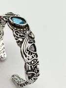 925 Sterling Silver Filigree Design Multi Volor Gemstone Cuff Bracelet