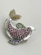 18KT White Gold Le Vian Multi Color Gem Stone Dolphin Brooch