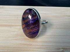 Sterling Silver 925 One of a Kind Dichroic Glass Ring Size 7.25