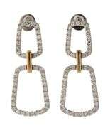 New 0.58ctw Diamond Open Geometric Two Tone Drop Earrings in 14K