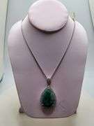 Magnificent Emerald and diamond in Silver Necklace– GLA Certified