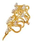 Vintage 0.80ctw Diamond Freeform French Pendant Brooch in 18kt