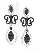 14kt White gold 2ctw black and white diamond dangle earrings