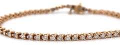 14kt Yellow gold round brilliant cut diamond tennis bracelet