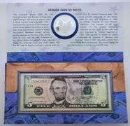 2012-S Proof Silver Eagle & 2009 $5 Federal Reserve Note, UNC