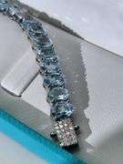 Fresh Blue Aquamarine Bracelet in Diamond Studded Silver
