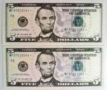 (2) Superb Crisp $5 2013 Star Replacement Notes Atlanta-Consecutive!
