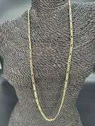 10k Yellow Gold-Hollow Pave Figaro Link Chain 4.3mm Necklace 28"