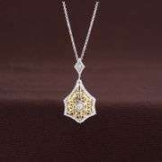 Beautiful Lace design Sterling silver with yellow gold plating Pendant