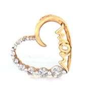 10kt Yellow gold MOM diamond heart shaped pendant